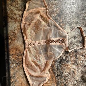Victoria's Secret Lace Halter Bra in Tan